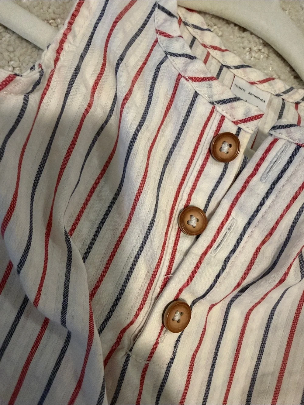 Carter's White Romper with Red & Navy Stripes and Matching Hat
